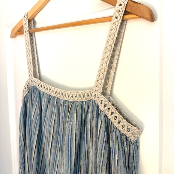 Linen Blend Macrame Strap Maxi Sundress - Picture 3 of 6